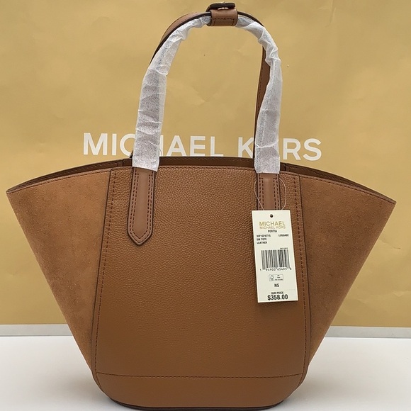 MICHAEL KORS PORTIA SMALL TOTE LUGGAGE COLOR Pebbled leather/ suede - Picture 14 of 16